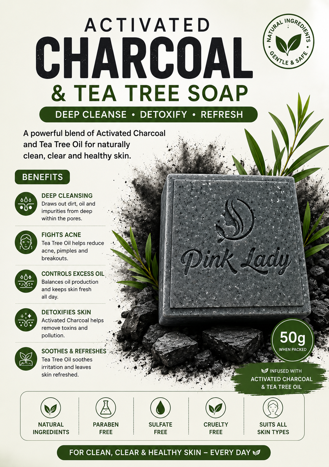 Activated Charcoal & Tea Tree Soap